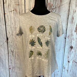 Sonoma Gray Leaf Print Women's Tee Sm